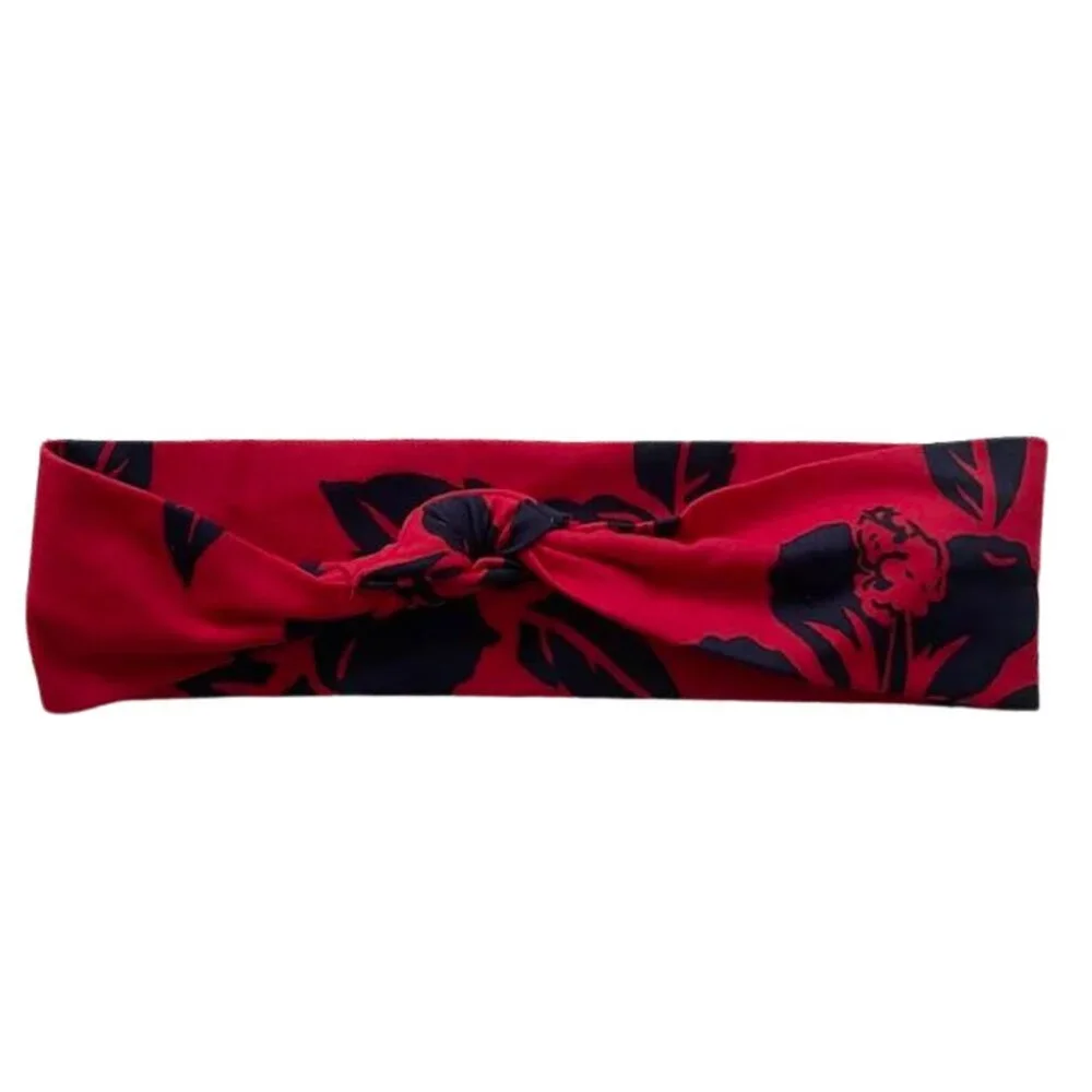 Venus Matching Bikini Top Set with Headband – Red and Navy Floral – Size Small